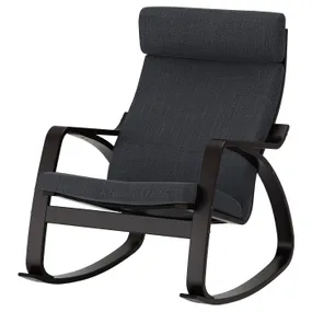IKEA POÄNG ПОЭНГ, кресло-качалка, черный / коричневый / антрацитовый 294.291.24 фото