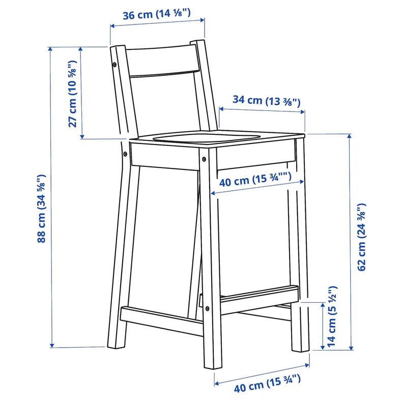 IKEA NORDVIKEN НОРДВИКЕН, стул барный, черный, 62 см 004.246.93 фото №4