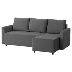 IKEA BRISSUND БРИССУНД, 3-местный диван-кровать с козеткой, Хакебо темно-серый 605.808.69 фото