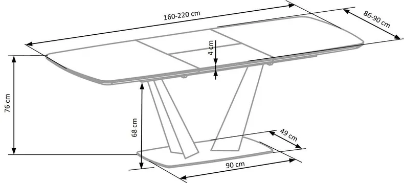 Кухонный стол раскладной HALMAR FANGOR 160-220x90 см, столешница - темно-серая, основание - черное фото №15