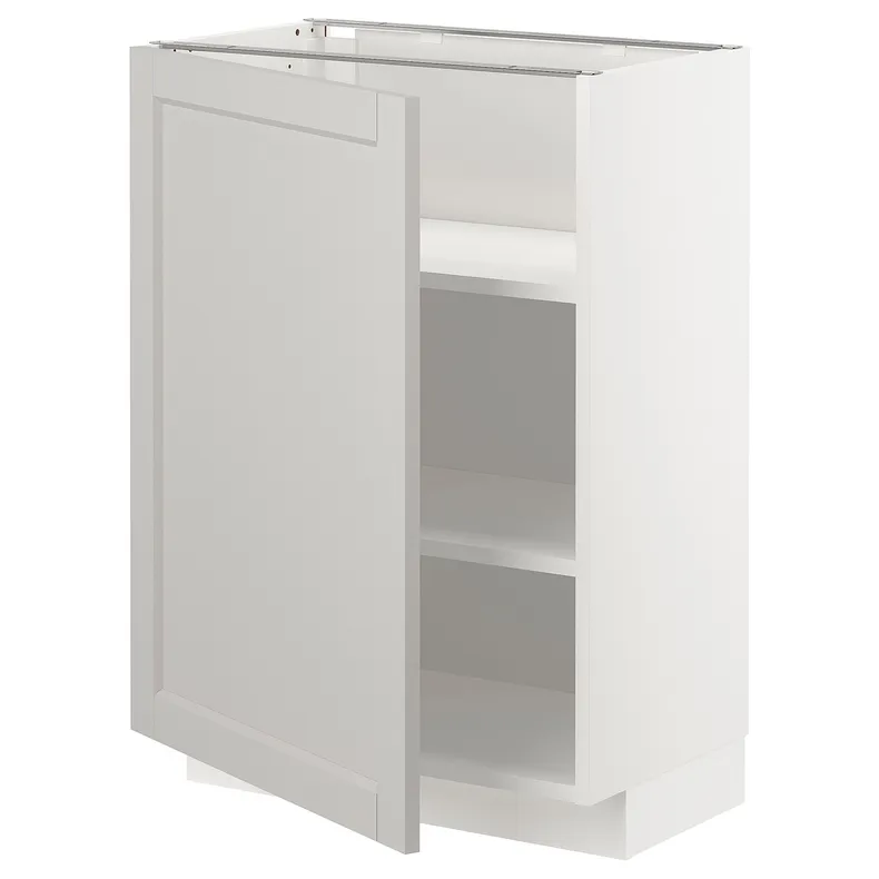 IKEA METOD МЕТОД, підлогова шафа з полицями, білий / світло-сірий Lerhyttan, 60x37 см 394.574.80 фото №1