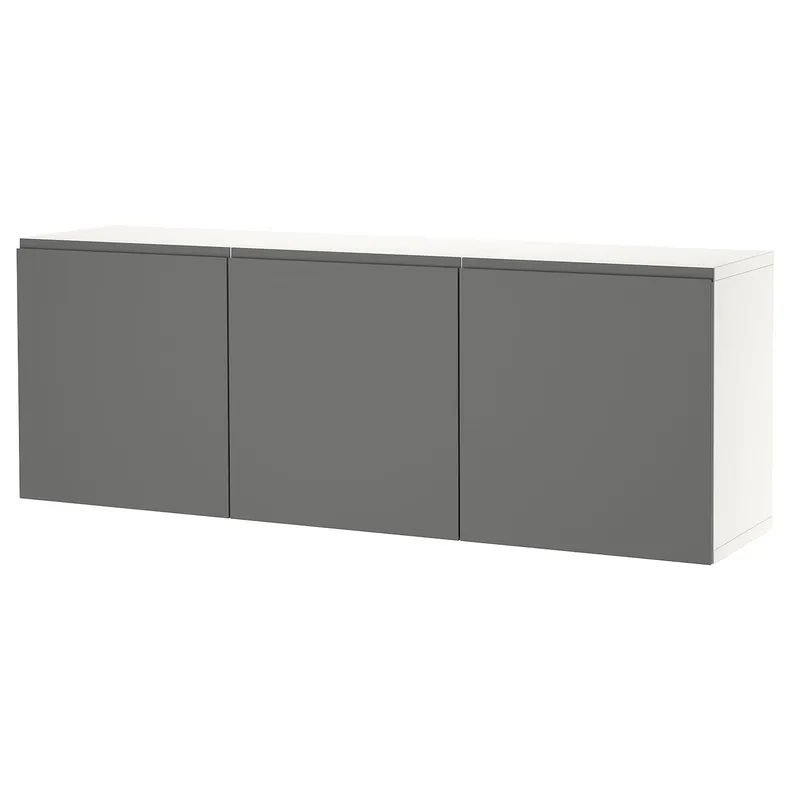 IKEA BESTÅ БЕСТО, комбинация настенных шкафов, белый / темно-серый, 180x42x64 см 194.218.02 фото №1