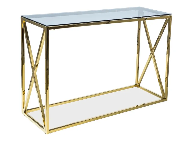Журнальный стол SIGNAL ELISE S, дымчатое стекло / золото, 30x100 см фото №1