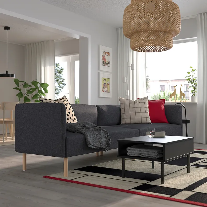 IKEA LILLEHEM ЛИЛЛЕХЕМ, 4-местный модульный диван, Окрашенное дерево темно-серого цвета 895.360.41 фото №2