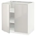 IKEA METOD МЕТОД, підлогова шафа з полицями / 2 дверцят, білий / Ringhult світло-сірий, 80x60 см 694.550.31 фото thumb №1