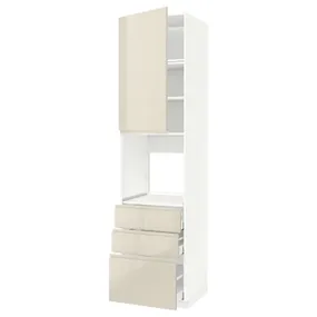 IKEA METOD МЕТОД / MAXIMERA МАКСІМЕРА, висока шафа д / духов з дверц / 3 шухл, білий / Voxtorp високий глянець світло-бежевий, 60x60x240 см 594.566.82 фото