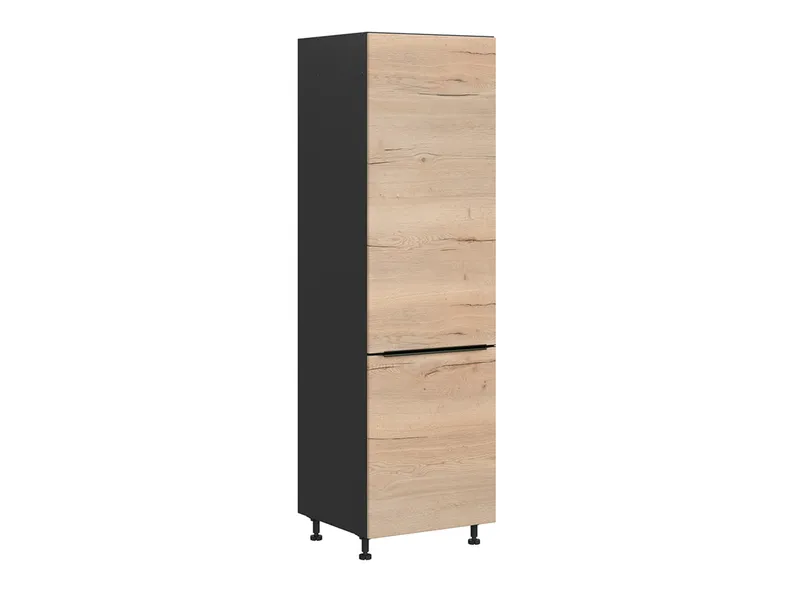 BRW Кухонный шкаф Sole L6 60 см правый дуб галифакс натур для установки холодильника, Черный/дуб галифакс натур FM_DL_60/207_P/P-CA/DHN фото №2