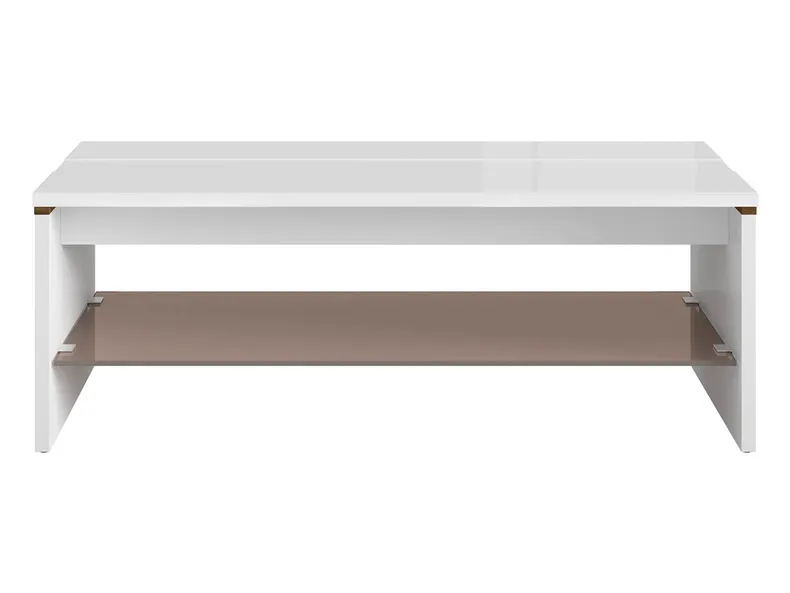 Стол журнальный деревянный стеклянный BRW AZTECA TRIO 40х65х110 см, белый глянец/дуб кентербери LAW/4/11-BIP/DKB/BI фото №3