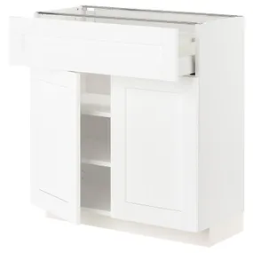 IKEA METOD МЕТОД / MAXIMERA МАКСІМЕРА, підлогова шафа, шухляда / 2 дверцят, білий Енкопінг / білий імітація дерева, 80x37 см 494.734.46 фото