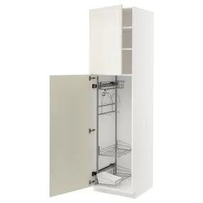IKEA METOD МЕТОД, висока шафа із приладд д / прибирання, білий / БУДБІН кремово-білий, 60x60x220 см 094.623.36 фото