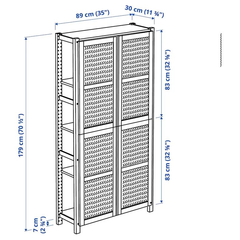 IKEA IVAR ІВАР, стелаж із дверцятами, сосна, 89x30x179 см 894.034.61 фото №6