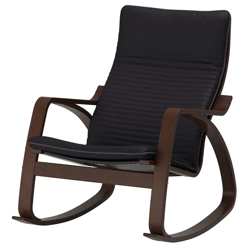 IKEA POÄNG ПОЭНГ, кресло-качалка, коричневый / черный 294.292.37 фото №1