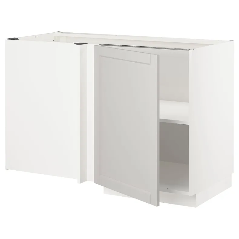 IKEA METOD МЕТОД, угловой напольный шкаф с полкой, белый / светло-серый, 128x68 см 094.587.54 фото №1