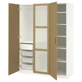 IKEA PAX ПАКС / TONSTAD ТОНСТАД, гардероб, комбинация, белое/дубовое стекло, 150x60x201 см 395.490.36 фото