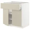 IKEA METOD МЕТОД / MAXIMERA МАКСИМЕРА, напольный шкаф с ящиком / 2дверцами, белый / гавсторпский бежевый, 80x60 см 394.627.35 фото thumb №1