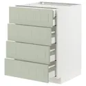 IKEA METOD МЕТОД / MAXIMERA МАКСИМЕРА, напольный шкаф 4фасада / 2нзк / 3срд ящ, белый / светло-зеленый, 60x60 см 894.876.15 фото thumb №1