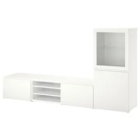 IKEA BESTÅ БЕСТО, комбинация для ТВ / стеклянные дверцы, белый / Вястервикен белый прозрачное стекло, 240x42x129 см 994.217.23 фото