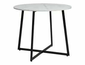 Стол обеденный SIGNAL LUNA 90 см, белый, эффект мрамора фото
