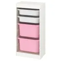 IKEA TROFAST ТРУФАСТ, комбінація для зберіган +контейнери, білий/біло-рожевий, 46x30x94 см 395.332.00 фото thumb №1