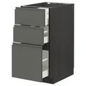 IKEA METOD МЕТОД / MAXIMERA МАКСИМЕРА, напольный шкаф с 3 ящиками, черный / Воксторп темно-серый, 40x60 см 993.109.80 фото thumb №1