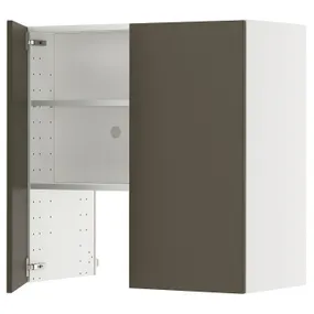 IKEA METOD МЕТОД, навесной шкаф д/вытяжки/полка/дверь, белый/гавсторпский коричневый/бежевый, 80x80 см 795.583.02 фото
