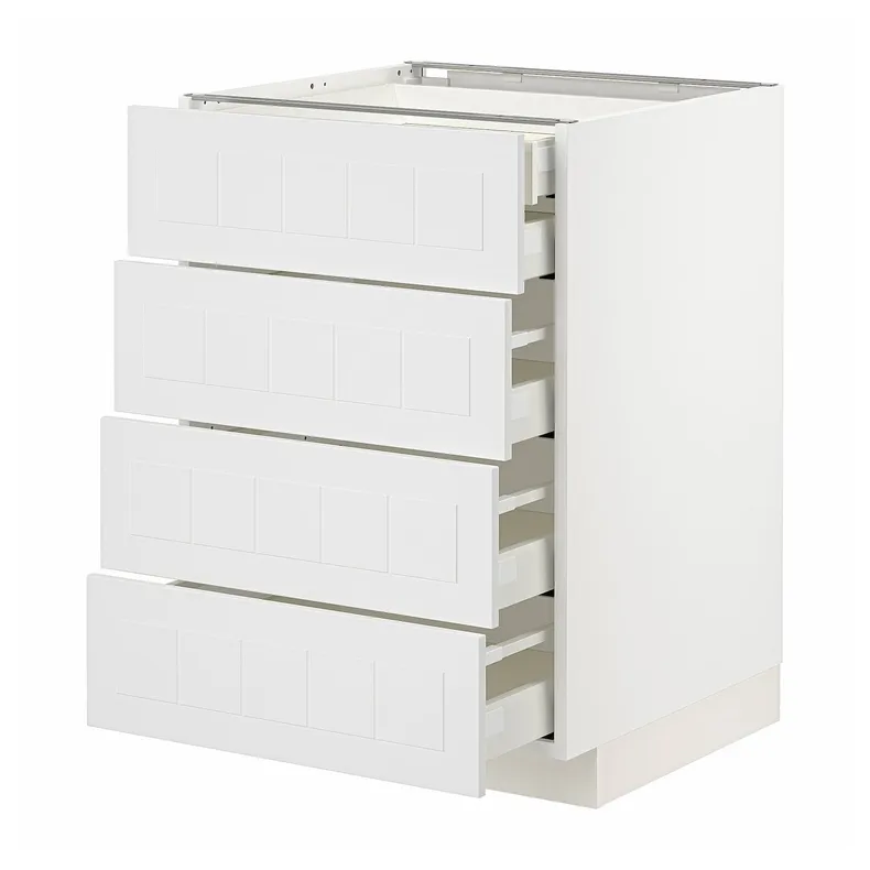 IKEA METOD МЕТОД / MAXIMERA МАКСИМЕРА, напольный шкаф 4фасада / 2нзк / 3срд ящ, белый / Стенсунд белый, 60x60 см 694.094.64 фото №1