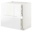 IKEA METOD МЕТОД / MAXIMERA МАКСИМЕРА, напольн шкаф / 2 фронт пнл / 3 ящика, белый / Воксторп глянцевый / белый, 80x60 см 992.539.51 фото thumb №1