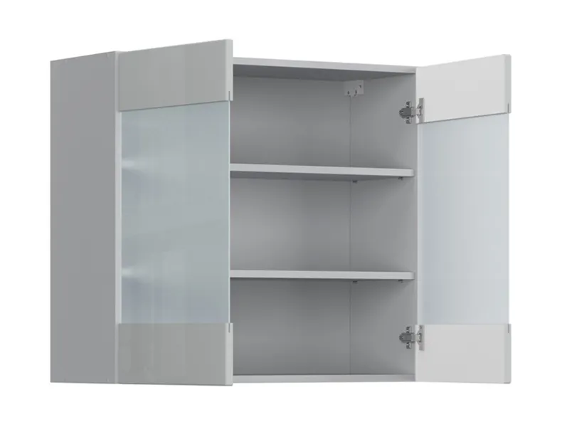 Кухонный шкаф BRW Top Line 80 см двухдверный с витриной серый глянец, серый гранола/серый глянец TV_G_80/72_LV/PV-SZG/SP фото №3
