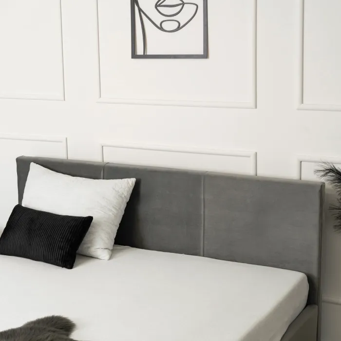 Кровать двуспальная бархатная MEBEL ELITE ALISSON Velvet, 160x200 см, Серый фото №7