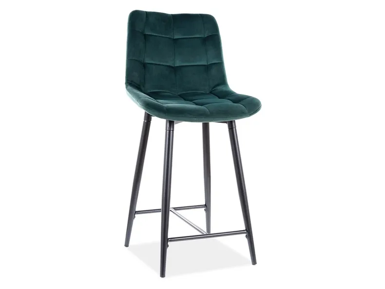 Барный стул бархатный, хокер SIGNAL CHIC H-2 Velvet, Bluvel 78 - зеленый фото №9