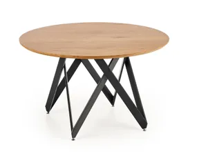 Кухонний стіл HALMAR MOZAMBIK 120x120 см, стільниця - дуб золотий, каркас - чорний фото