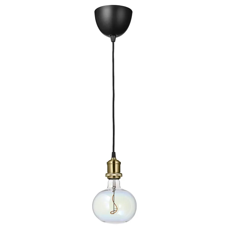 IKEA JÄLLBY ЭЛЛЬБИ / MOLNART МОЛНАРТ, подвесной светильник с лампочкой, Латунь / эллипс разноцветный 294.913.71 фото №1