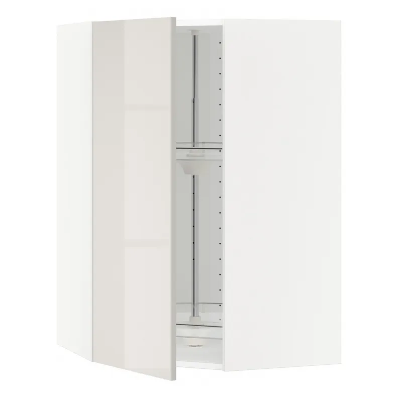 IKEA METOD МЕТОД, кутова навісна шафа, обертова, білий / Ringhult світло-сірий, 68x100 см 091.428.06 фото №1