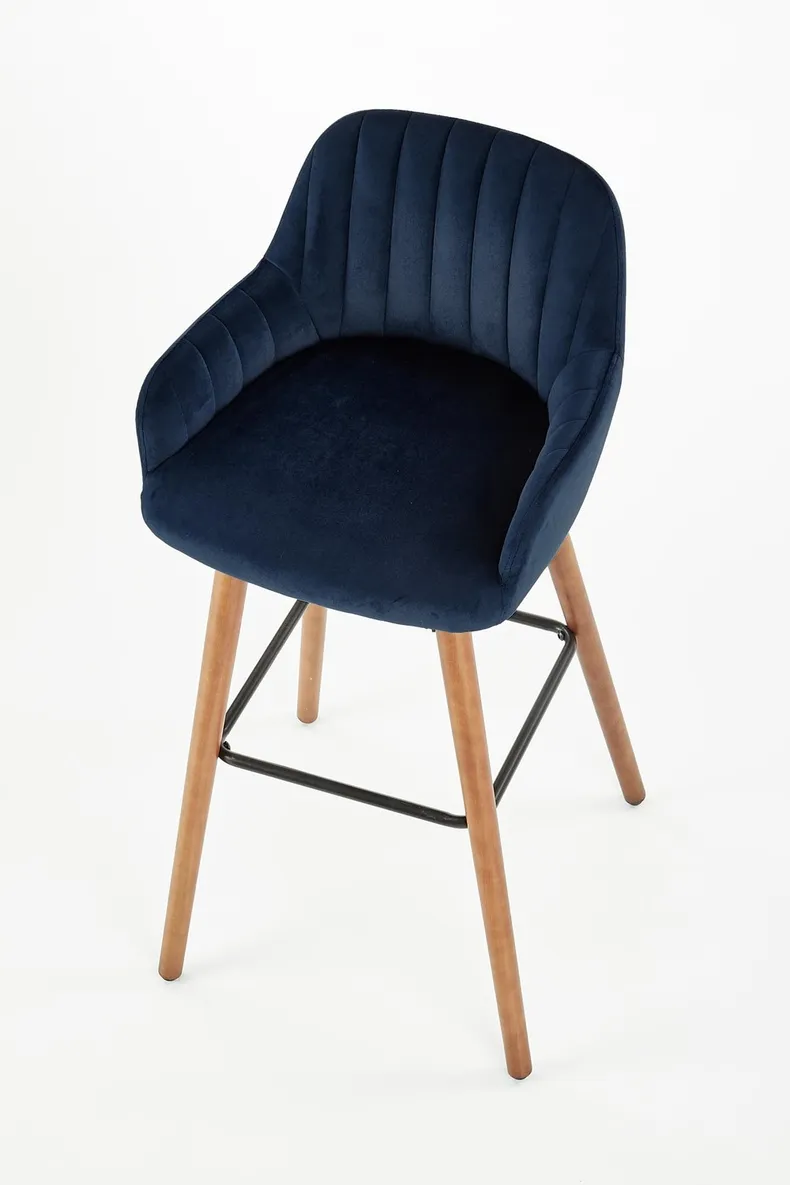 Барный стул HALMAR H93 ножки хокера - орех, обивка - темно-синий фото №8