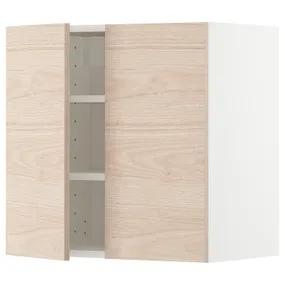 IKEA METOD МЕТОД, навісна шафа з полицями / 2 дверцят, білий / АСКЕРСУНД під світлий ясен, 60x60 см 794.635.68 фото