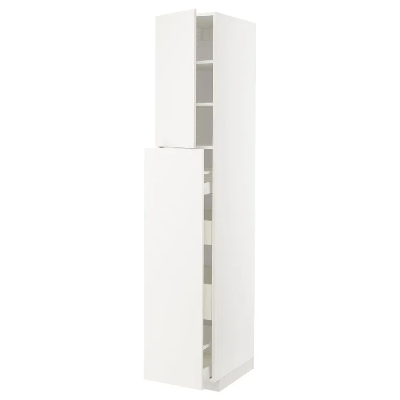 IKEA METOD МЕТОД / MAXIMERA МАКСІМЕРА, висока шафа / висувна сек / 4шх / 1дв / 2пл, білий / ВЕДДІНГЕ білий, 40x60x220 см 294.648.10 фото №1