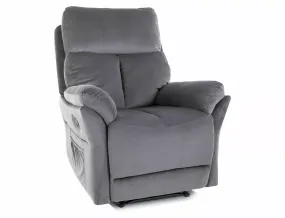 Розкладне крісло оксамитове SIGNAL HADES Velvet, Bluvel 14 - сірий фото