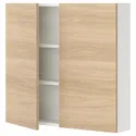 IKEA ENHET ЭНХЕТ, навесной шкаф с 2 полками / дверцами, белый / имит. дуб, 80x17x75 см 793.236.91 фото thumb №1