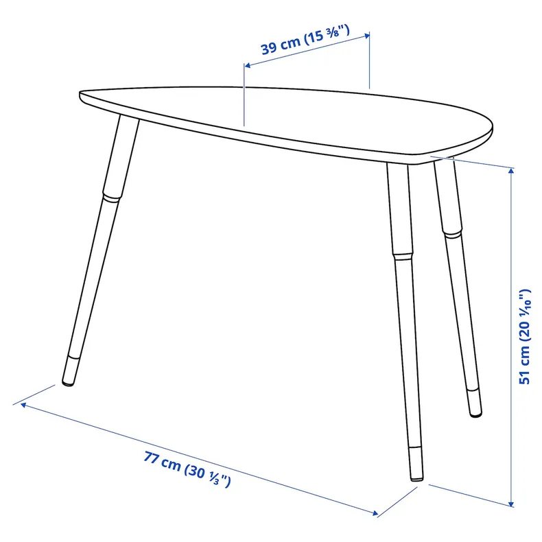 IKEA LÖVBACKEN ЛЁВБАККЕН, придиванный столик, голубой, 77x39 см 905.570.99 фото №4