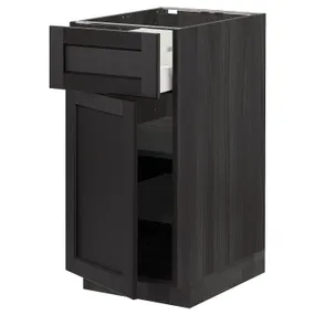 IKEA METOD МЕТОД / MAXIMERA МАКСИМЕРА, напольный шкаф с ящиком / дверцей, черный / Лерхиттан с черными пятнами, 40x60 см 294.581.83 фото