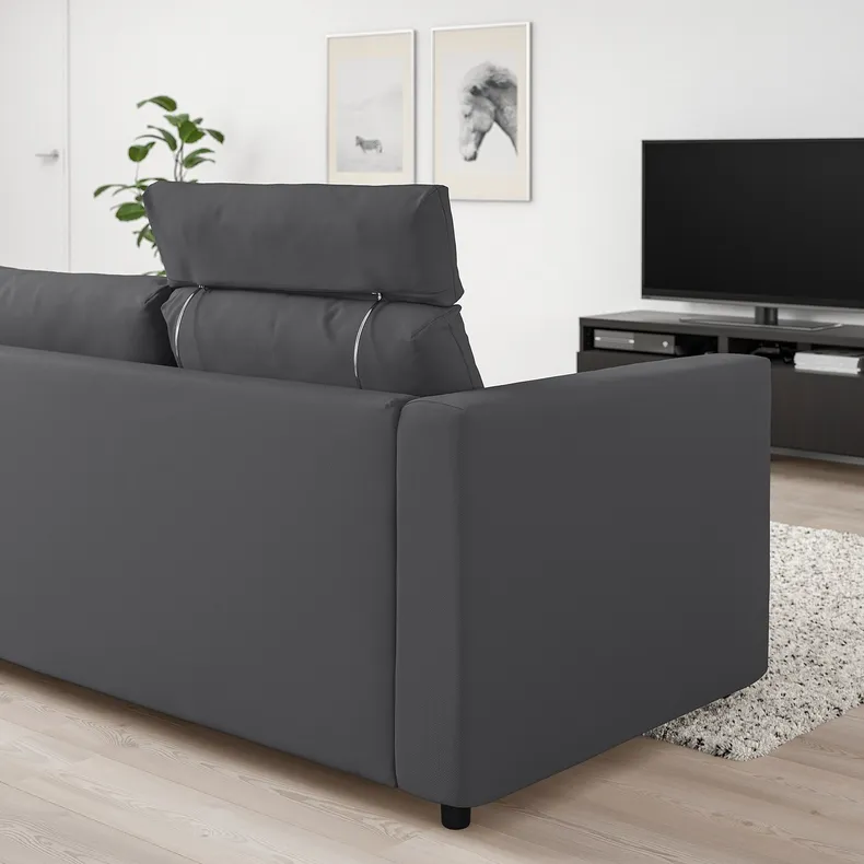 IKEA VIMLE ВІМЛЕ, 3-місний диван, з узголів'ям / ХАЛЛАРП сірий 493.990.36 фото №3