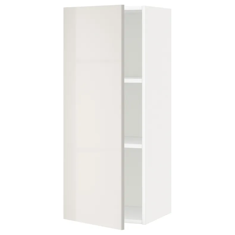 IKEA METOD МЕТОД, шафа навісна із полицями, білий / Ringhult світло-сірий, 40x100 см 394.606.99 фото №1