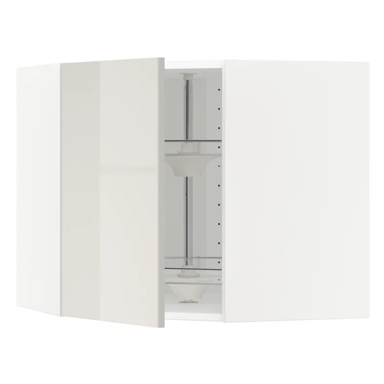 IKEA METOD МЕТОД, кутова навісна шафа, обертова, білий / Ringhult світло-сірий, 68x60 см 991.428.02 фото №1