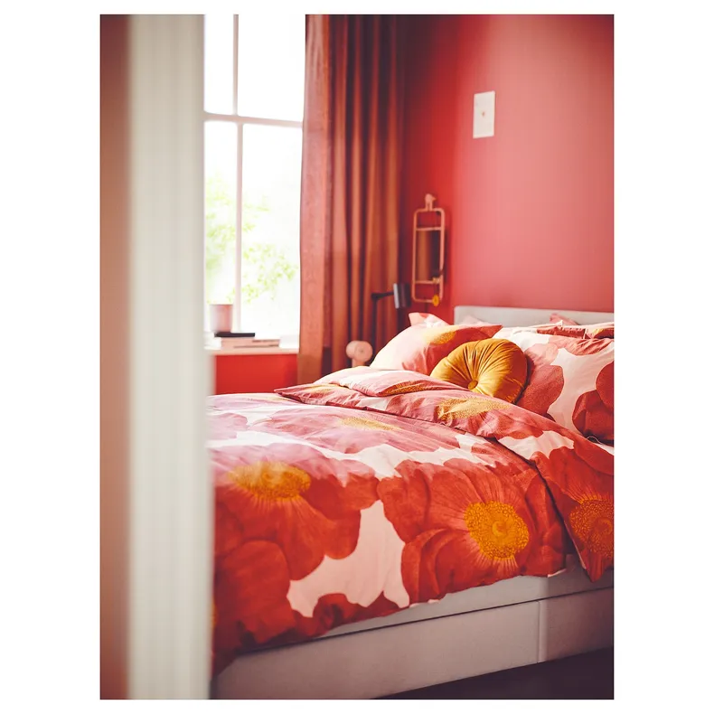 IKEA SVARTKLINT СВАРТКЛИНТ, пододеяльник и 2 наволочки, светло-розовый / темно-розовый, 200x200 / 50x60 см 905.410.08 фото №5