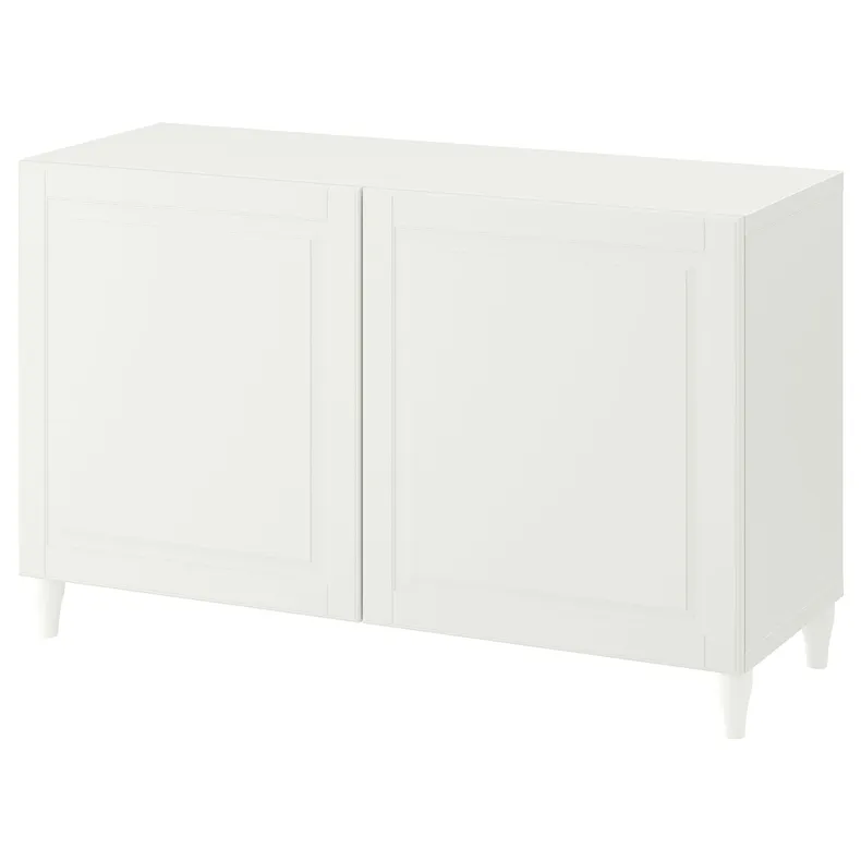 IKEA BESTÅ БЕСТО, комбинация для хранения с дверцами, белый / Смевикен / Каббарп белый, 120x42x74 см 393.848.70 фото №1