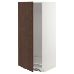 IKEA METOD МЕТОД, висока шафа для холодильнка / морозил, білий / СІНАРП коричневий, 60x60x140 см 494.050.37 фото