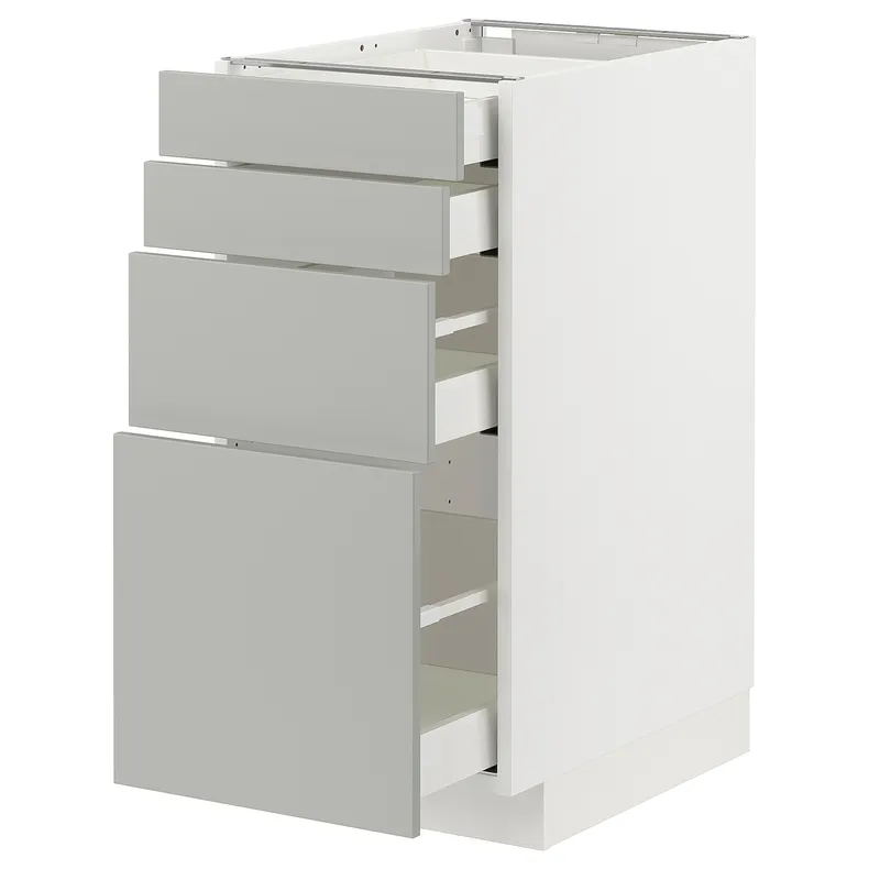 IKEA METOD МЕТОД / MAXIMERA МАКСИМЕРА, напольный шкаф 4 фасада / 4 ящика, белый / светло-серый, 40x60 см 895.383.99 фото №1