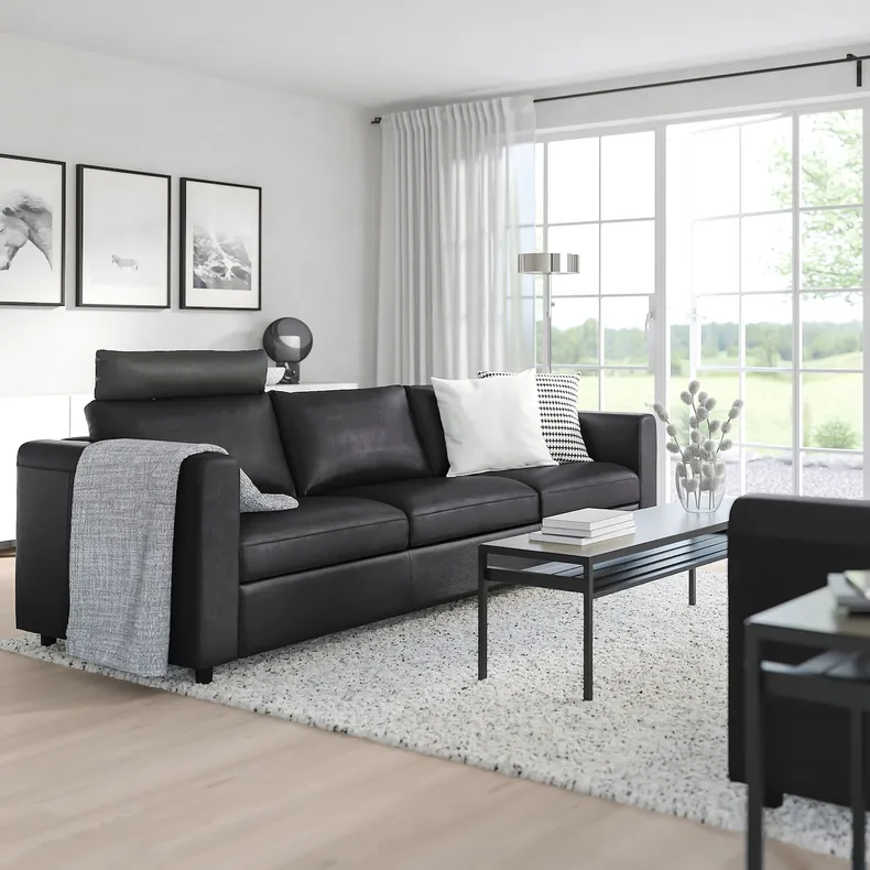 IKEA VIMLE ВІМЛЕ, 3-місний диван, з підголовником/Гранн/Бомстад чорний 993.062.52 фото №2