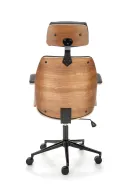 Крісло комп'ютерне офісне обертове HALMAR IGNAZIO, горіховий чорний, екошкіра фото thumb №2
