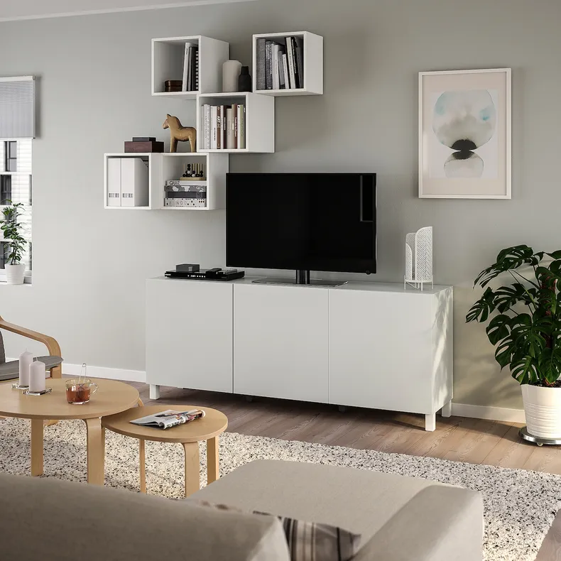 IKEA BESTÅ БЕСТО / EKET ЕКЕТ, комбінація шаф для телевізора, білий/ЛАППВІКЕН/СТУББ, 180x42x220 см 094.768.33 фото №2